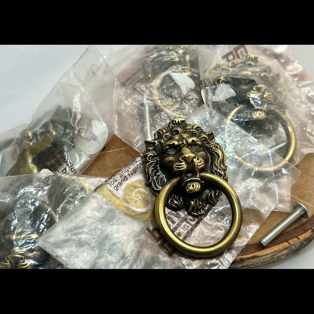 Vintage USA Lion Head Cabinet Hardware Design Metal Pull Knobs Handle Pulls 5pcs